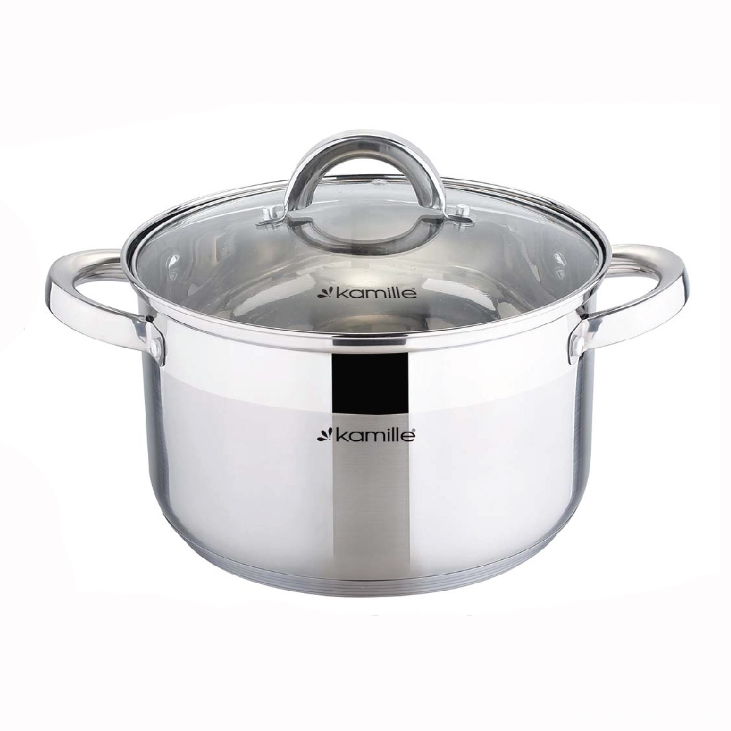 Каструля з кришкою Kamille 5.8 л з нержавіючої сталі (KM-5624S)